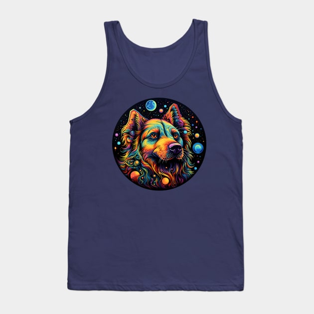 Colorful space dog with planets Tank Top by Unelmoija